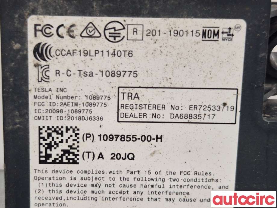 Styreenhet diverse til Tesla Model 3 2018-2023 (Fase 1)  (TESLA|1097855-00-H|)