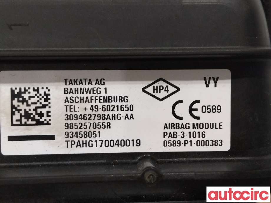 Airbag passasjer til Opel Vivaro B 2014-2019  (OPEL|93458051|985257055R|93463230)
