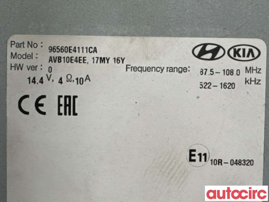 Bilstereo navigasjon til Kia Soul 2014-2019 (Type II)  (KIA|96560E4111CA|AVB10E4EE)