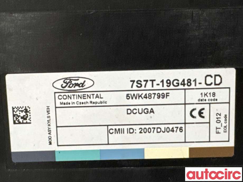 Styreenhet nøkkelfri/keyless til Ford S-Max 2010-2015 (Type I, Fase 2)  (FORD|1796482|5WK48799F|7S7T-19G481-CD)