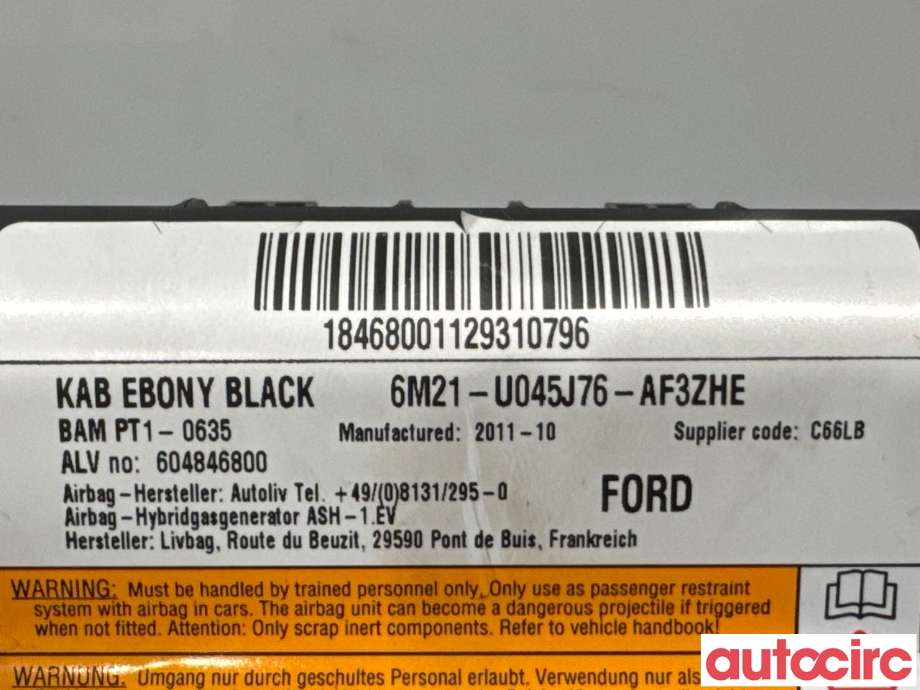 Airbag kne til Ford S-Max 2010-2015 (Type I, Fase 2) (FORD|1426659||6M21-U045J76-AF3ZHE)