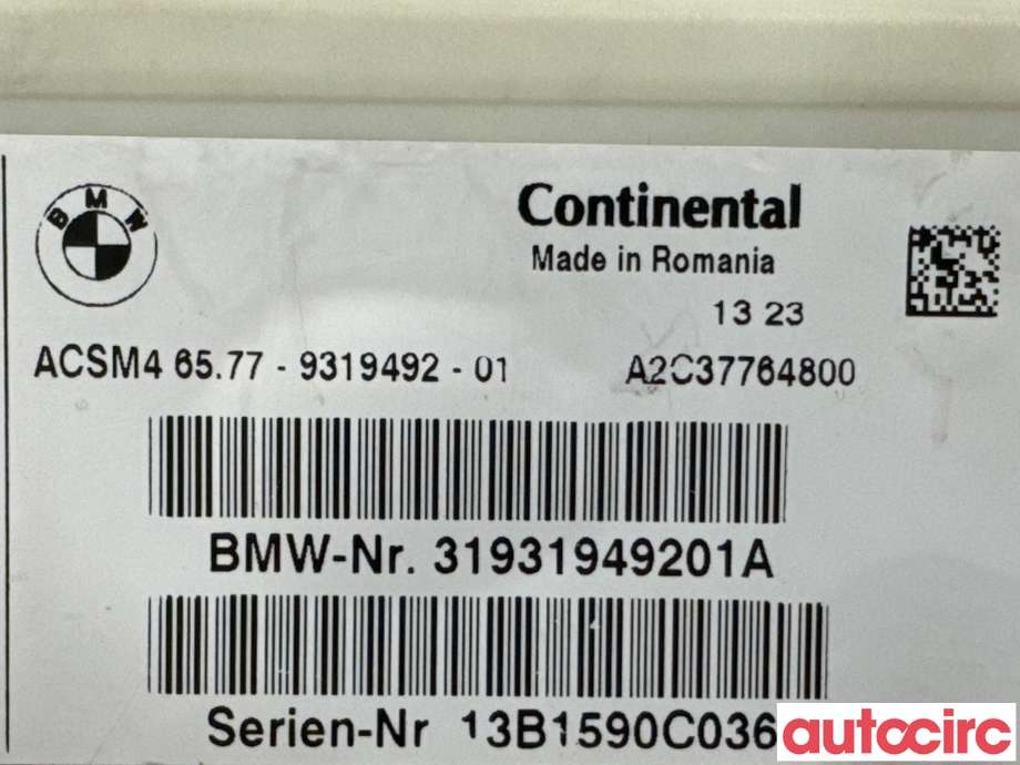 Airbag elektronikk til BMW X3 2010-2017 (F25) (F25) (BMW|65777911606|A2C37764800|31931949201A)