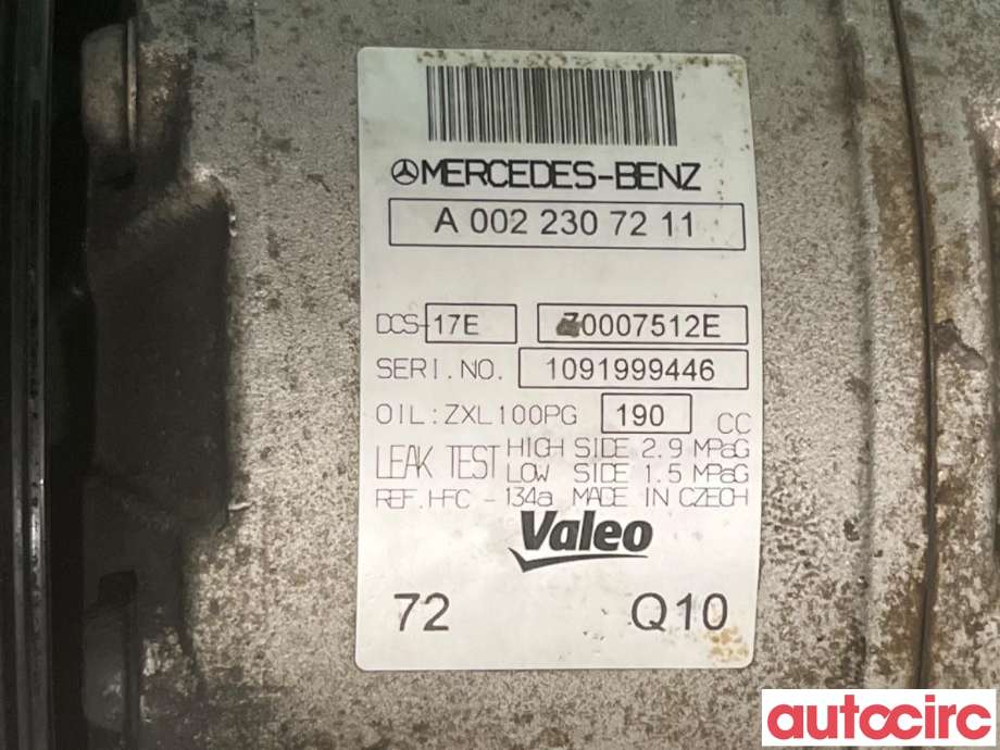 Aircondition kompressor til Mercedes Vito/Viano 2010-2014 (Fase 2) (W639) (W639) (MERCEDES|A0022307211|DCS-17E)