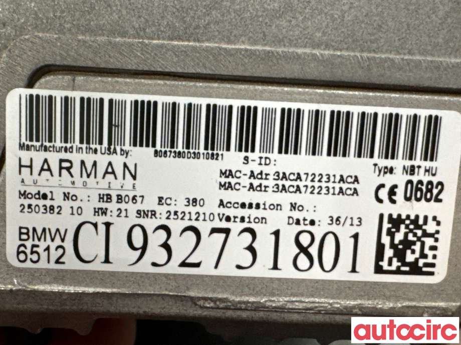 Bilstereo navigasjon til BMW X3 2010-2017 (F25) (F25) (BMW|65126826790|HBB067|6512CI932731801)