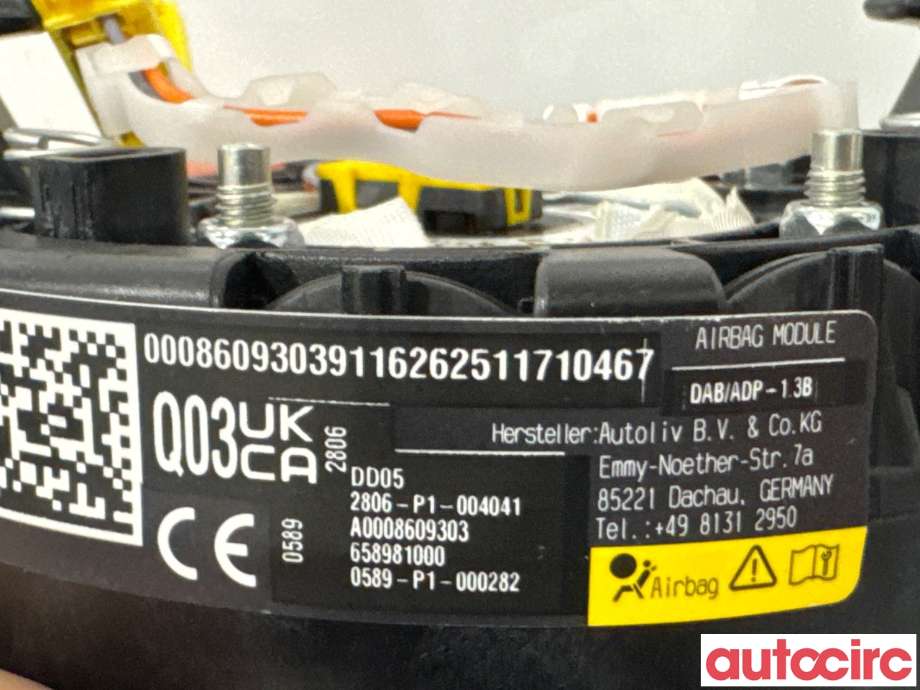 Airbag rattpute til Mercedes Vito 2014-->> (W447) (W447) (MERCEDES|A0008609303|658981000)