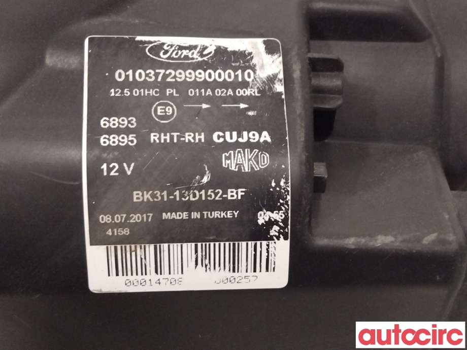 Frontlykt høyre halogen til Ford Transit Connect 2013-2018 Type II, Fase 1  (FORD|2639604|01037299900010|BK31-13D152-BF)