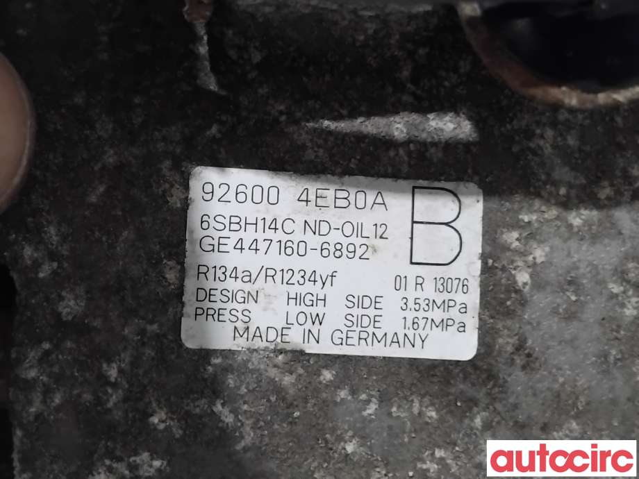 Aircondition kompressor til Nissan Qashqai 2014-2021 (Type II)  (NISSAN|926004EB0A|447160-6892)