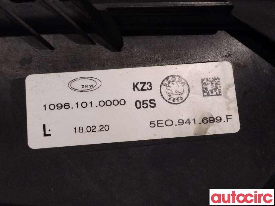 Tåkelykt venstre foran til Škoda Octavia 2017-2020 (Type III, Fase 2)  (SKODA|5E0941699F|10961010000)