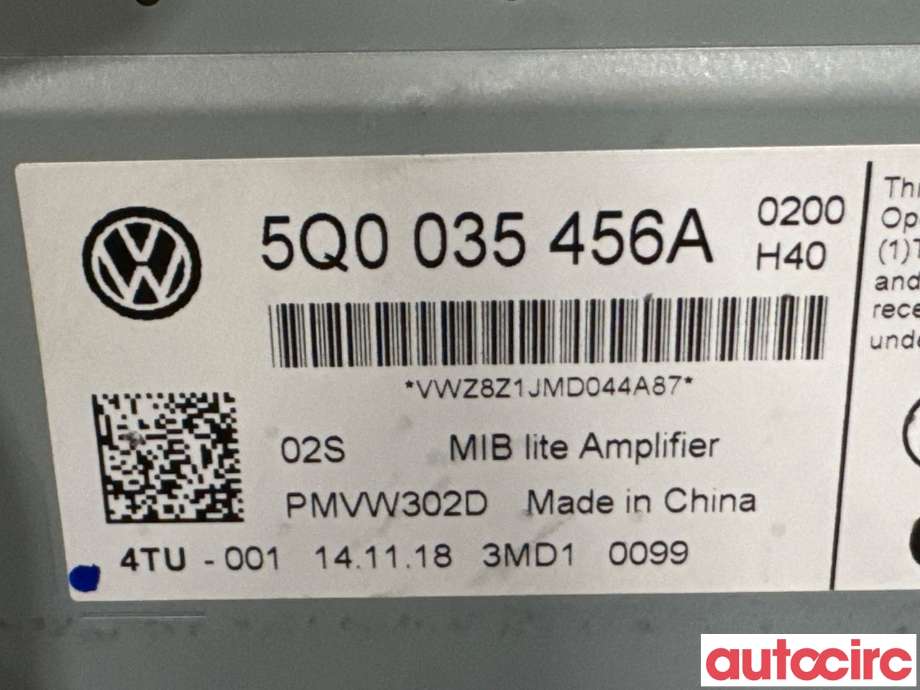 Bilstereo forsterker til VW e-Golf 2017-2020 (Fase 2)  (VOLKSWAGEN|5Q0035456A|)