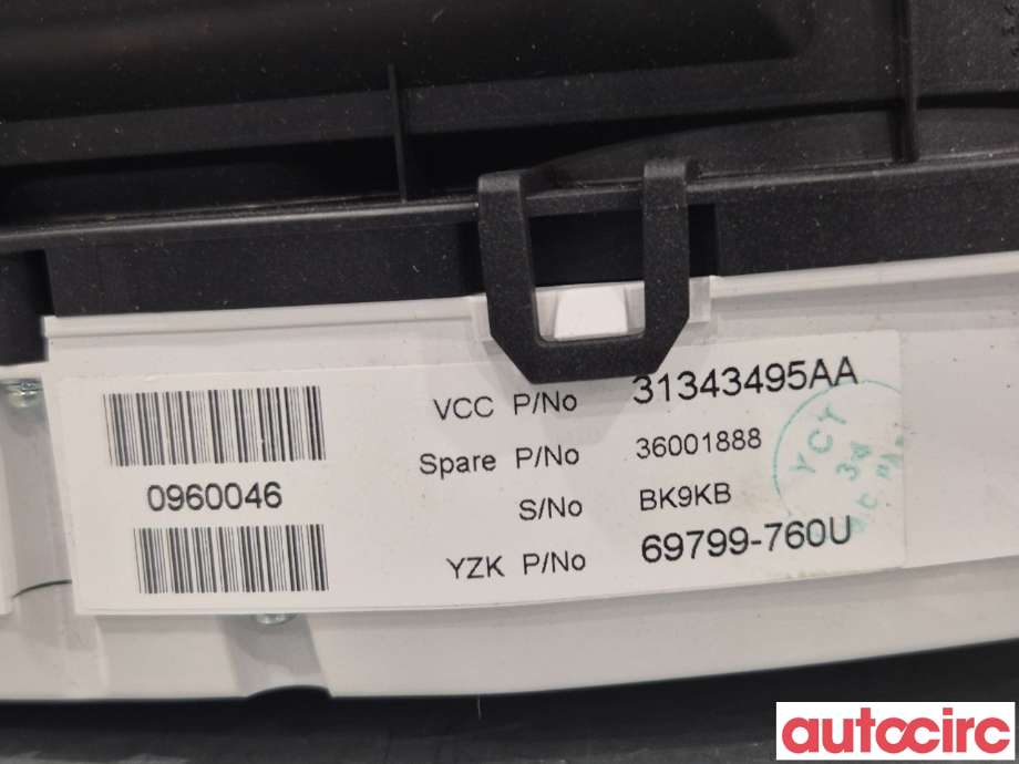 Instrumentpanel til Volvo V60 2010-2013 (Type I, Fase 1)  (VOLVO|36001888)