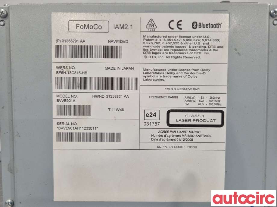 Bilstereo til Volvo V60 2010-2013 (Type I, Fase 1) (VOLVO|36051007|31358321)