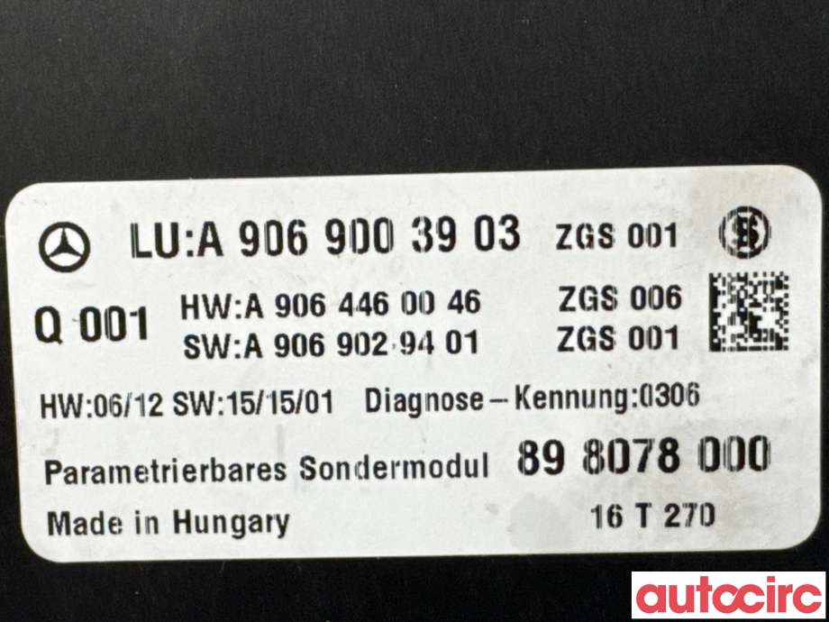 Styreenhet diverse til Mercedes Sprinter 2013-2018 (Fase 2) (906) (906) (MERCEDES|A9069003304|898078000|A9069003903)