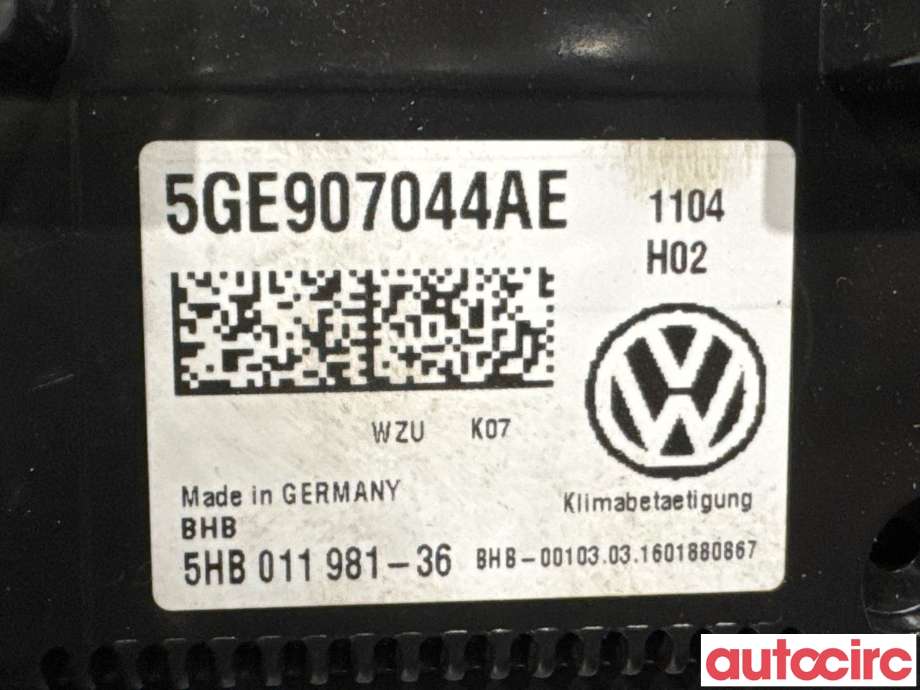 Varmeapparat betjening til VW e-Golf 2014-2017 (Fase 1)  (VOLKSWAGEN|5GE907044AE|5HB011981-36)