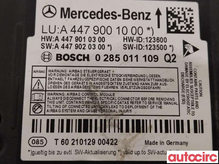 Airbag elektronikk til Mercedes Vito 2014-->> (W447) (W447) (MERCEDES|A4479001000)