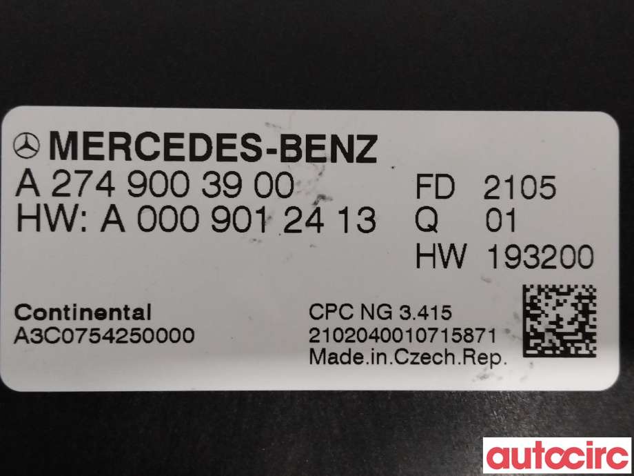 Styreenhet diverse til Mercedes Vito 2014-->> (W447) (W447) (MERCEDES|A2749003900)