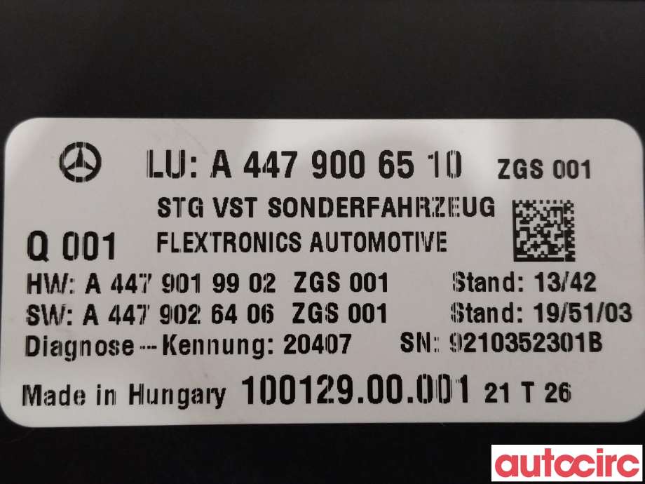 Styreenhet diverse til Mercedes Vito 2014-->> (W447) (W447) (MERCEDES|A4479006510)