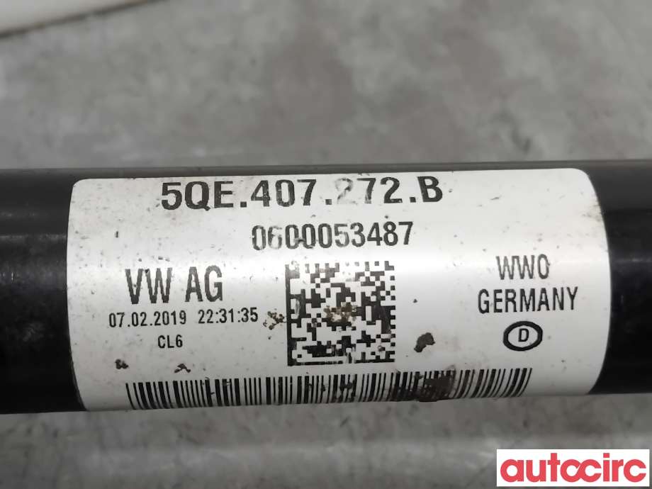 Drivaksel høyre foran, elbil til VW e-Golf 2014-2017 (Fase 1)  (VOLKSWAGEN|5Q0407762SX|5QE407272B|5Q0407272FP)