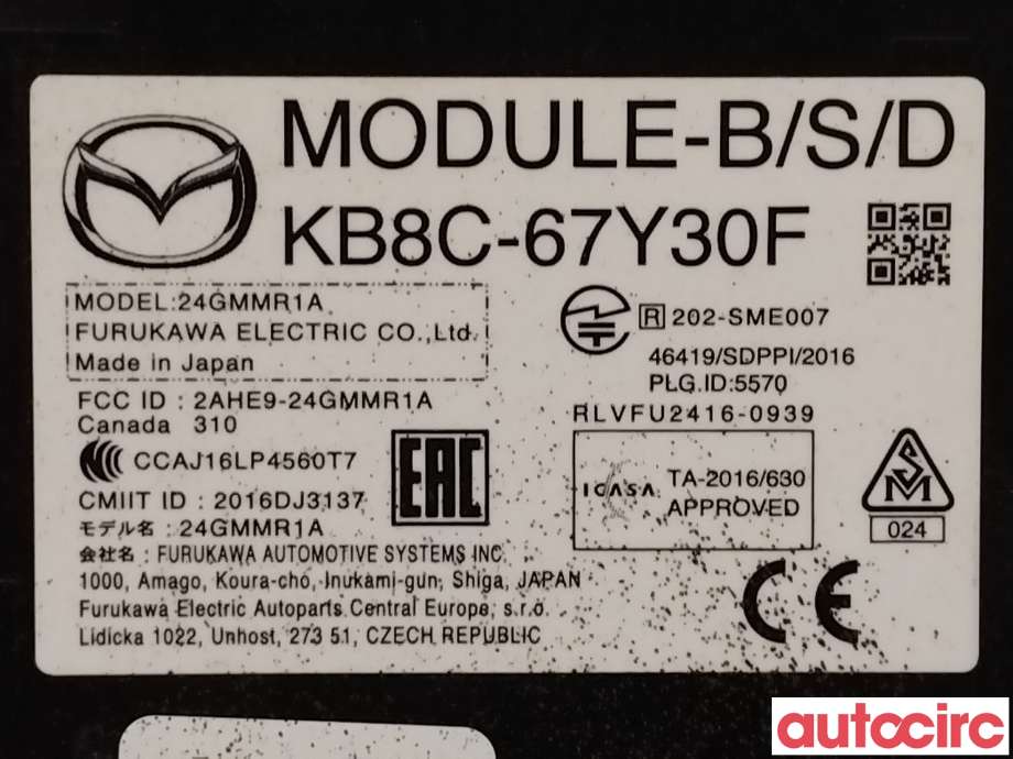 Sensor radar til Mazda CX-5 2017-->> (Type II)  (MAZDA|KB8C-67-Y30R|KB8C-67-Y30F)