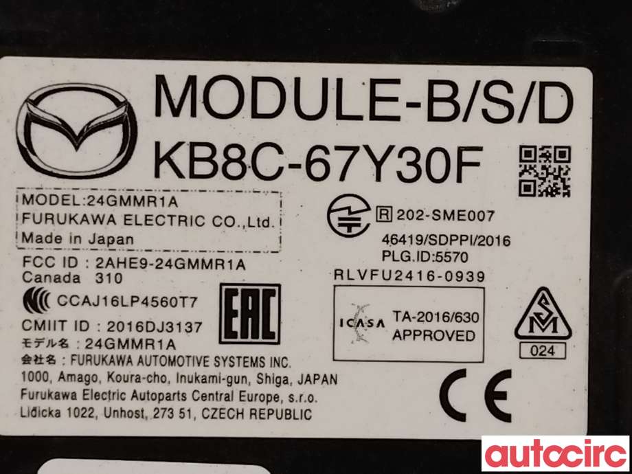 Sensor radar til Mazda CX-5 2017-->> (Type II)  (MAZDA|KB8C-67-Y30R|KB8C-67-Y30F)