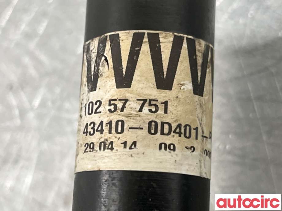 Drivaksel høyre foran, elbil til Toyota Yaris 2012-2014 (Type III, Fase 1)  (TOYOTA|434100D401||43410-0D401)