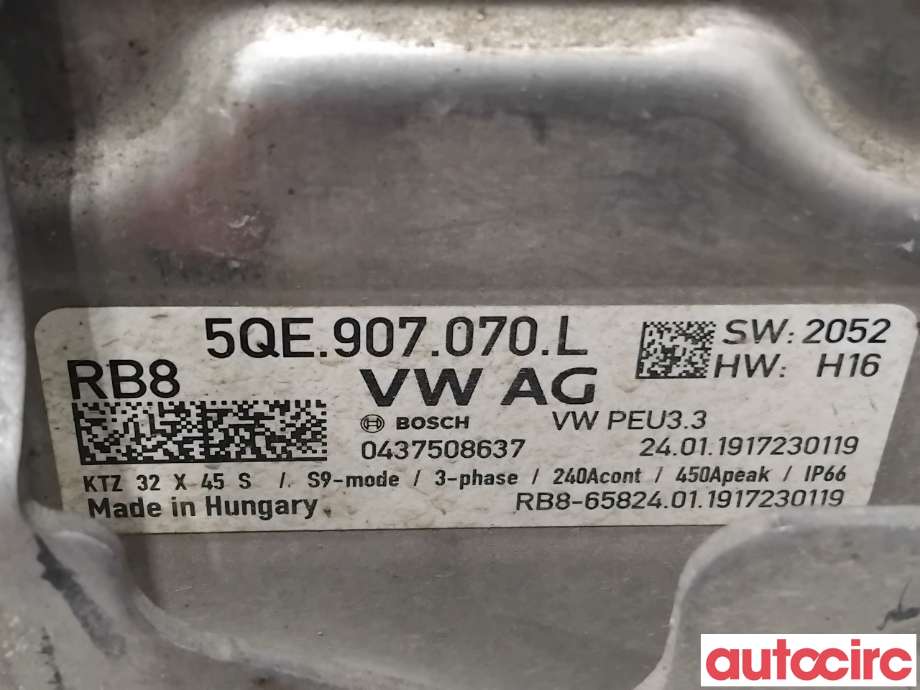 Inverter elbil til VW e-Golf 2017-2020 (Fase 2) (VOLKSWAGEN|5QE907070L|0437508637)