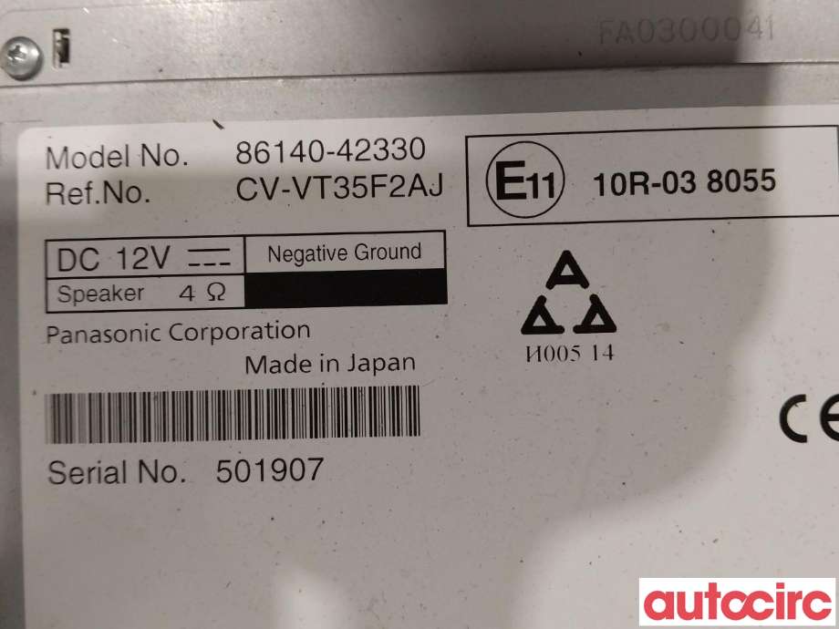 Multimedia display (MCU - Media Controller Unit) til Toyota RAV4 2016-2019 (Type IV, Fase 2)  (TOYOTA|8614042330)