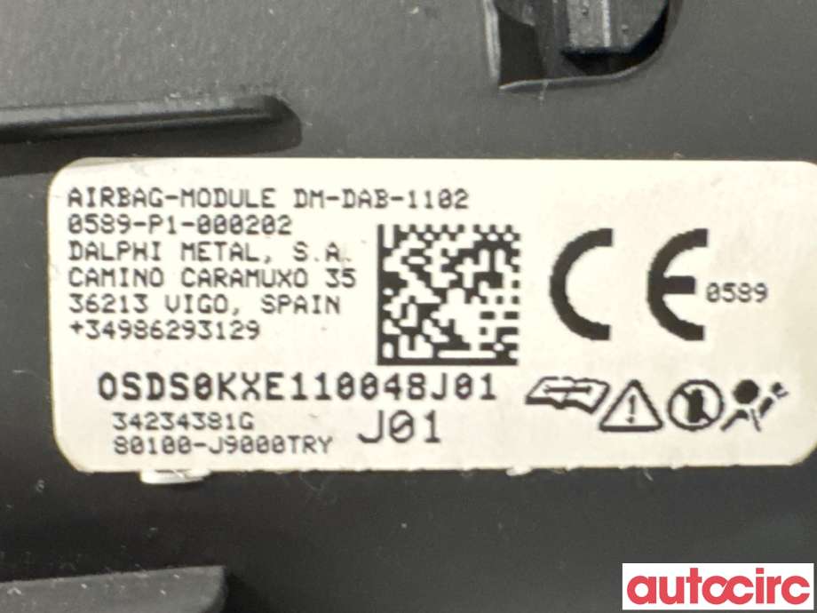 Airbag rattpute til Hyundai Kona 2017-2021 (Type I, Fase 1)  (HYUNDAI|80100J9000TRY||80100-J9000TRY)