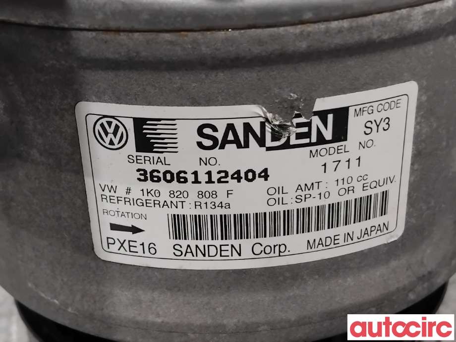 Aircondition kompressor til VW Touran 2010-2015 (Type I, Fase 3) (VOLKSWAGEN|1K0820808FX|PXE161711|1K0820808F)