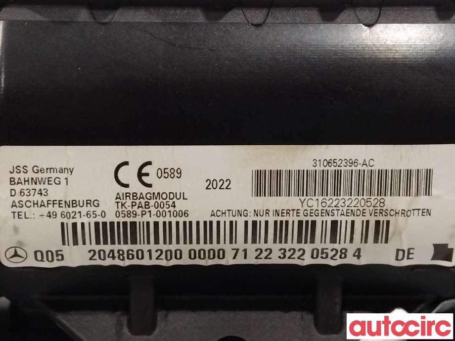 Airbag passasjer til Mercedes C-Klasse 2007-2011 (Fase 1) (W204) (W204) (MERCEDES|A2048601200)