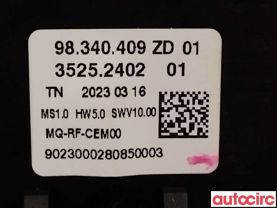 Varmeapparat betjening til Citroën Berlingo 2019-->> (Type III)  (CITROEN|98075413ZD|35252402|98340409ZD)