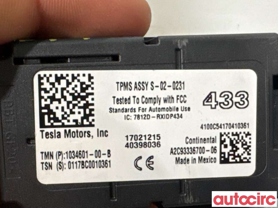 Sensor dekktrykk til Tesla Model X 2016-->>  (TESLA|1034601-00-B|A2C93336700-06)