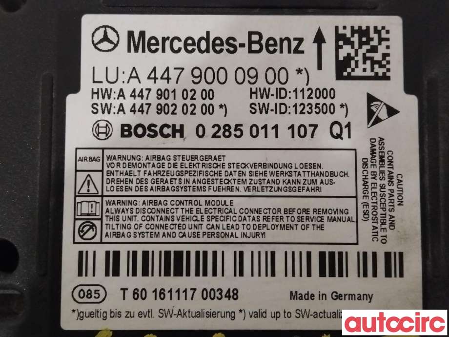 Airbag elektronikk til Mercedes Vito 2014-->> (W447) (W447) (MERCEDES|A4479000900)