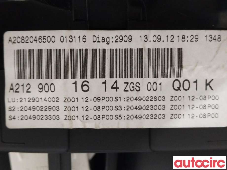Instrumentpanel til Mercedes E-Klasse 2009-2013 (Fase 1) (W212) (W212) (MERCEDES|A2129001614)