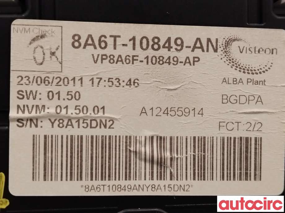 Instrumentpanel til Ford Fiesta 2008-2012 (Type VI, Fase 1)  (FORD|1786848|8A6T-10849-AN)