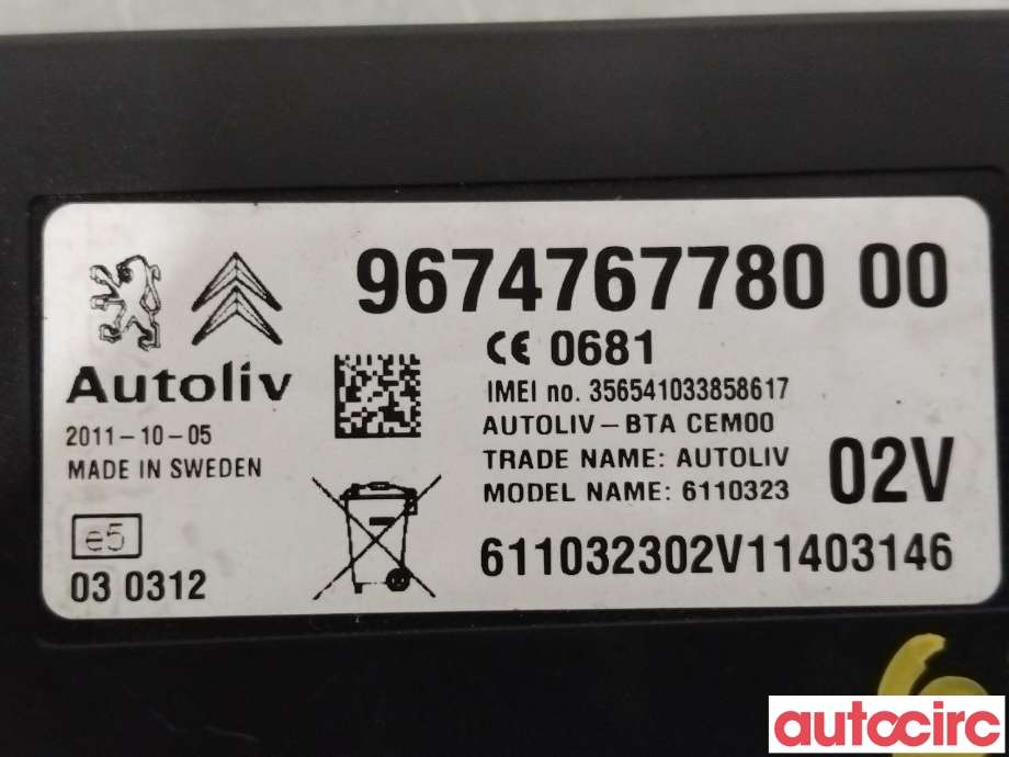 Styreenhet bluetooth til Citroën DS3 2010-2019 (CITROEN|9579YR|6579YR|9674767780)