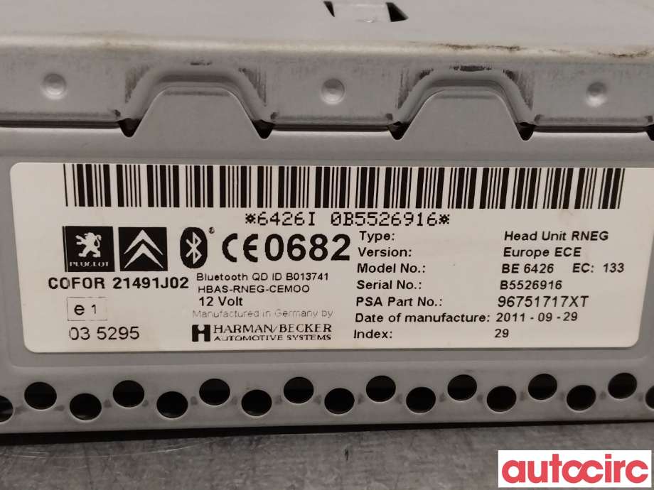 Bilstereo til Citroën DS3 2010-2019  (CITROEN|1617424680|96751717XT)