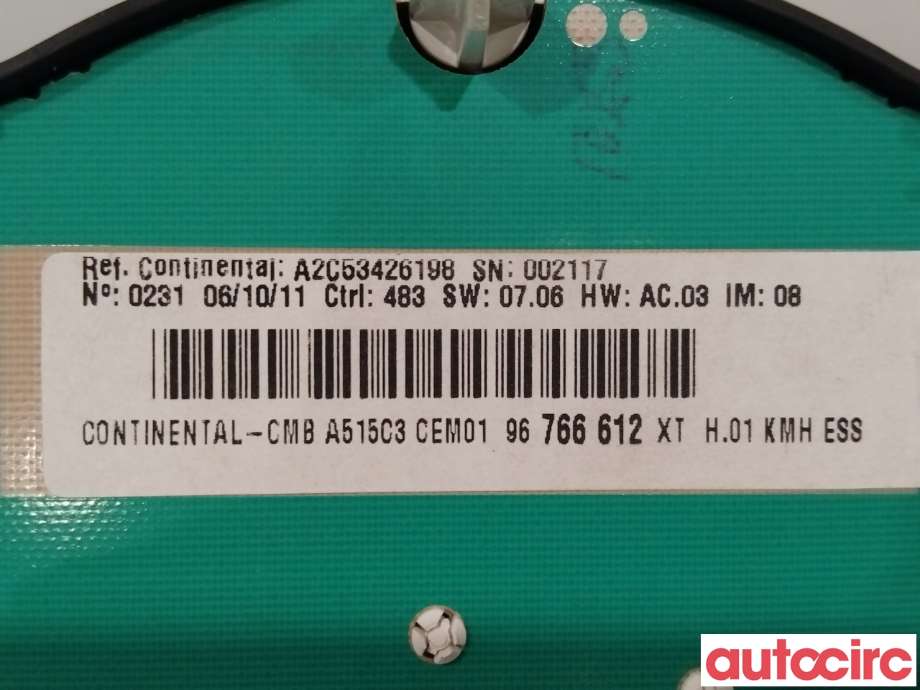 Instrumentpanel til Citroën DS3 2010-2019  (CITROEN|98041227XT|96766612XT)