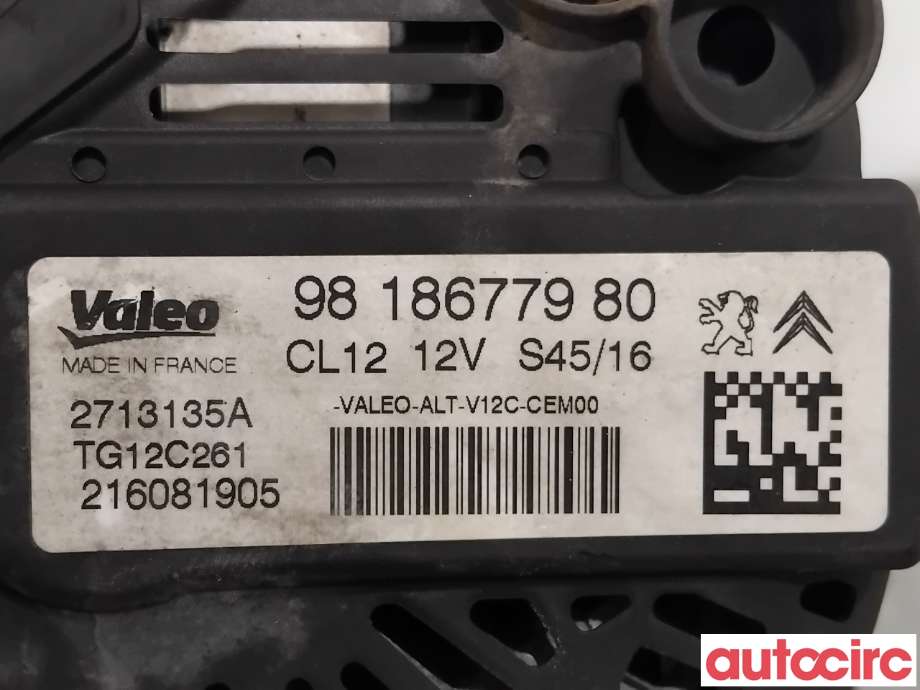 Dynamo til Peugeot 2008 2013-2019 (Type I) (PEUGEOT|1619607980|TG12C261|9818677980)