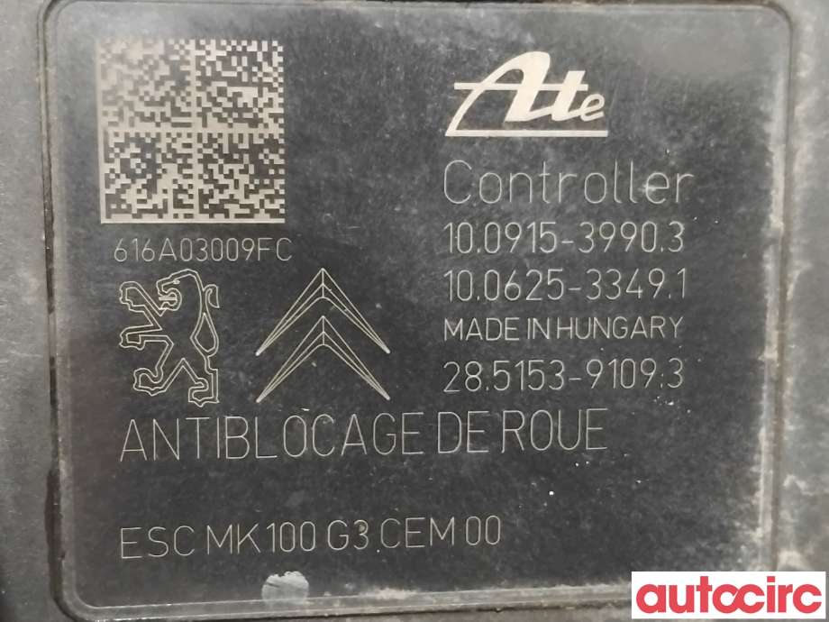 ABS sentral til Peugeot 2008 2013-2019 (Type I)  (PEUGEOT|1617387780|100915-39903|9817961380)