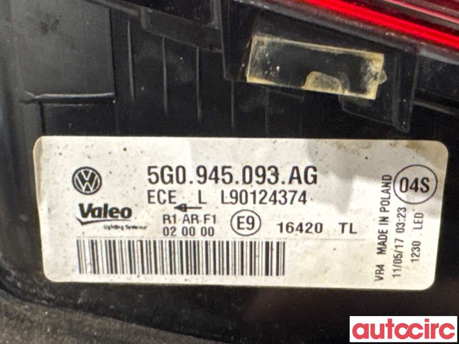 Baklykt venstre indre til VW e-Golf 2017-2020 (Fase 2) (VOLKSWAGEN|5G0945093AG|)