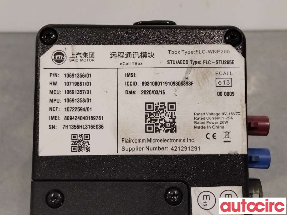 Styreenhet diverse til MG ZS EV 2019-2021 (Type I, Fase 1)  (MG|10691356|FLC-STU265E)