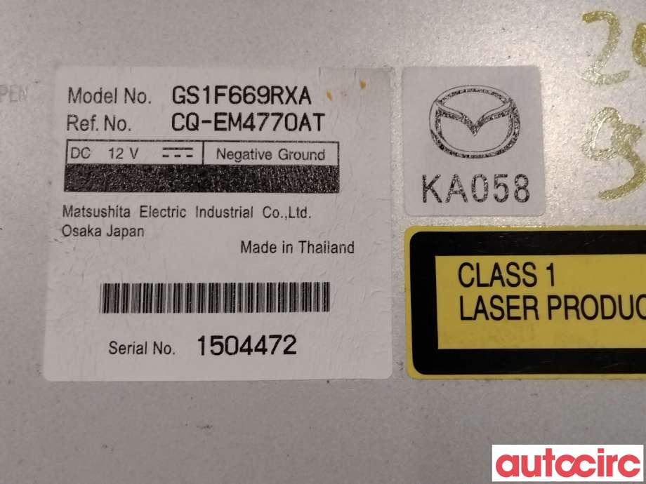 Bilstereo til Mazda 6 2008-2010 (Type II, Fase 1)  (MAZDA|GS1F-66-9RXC)