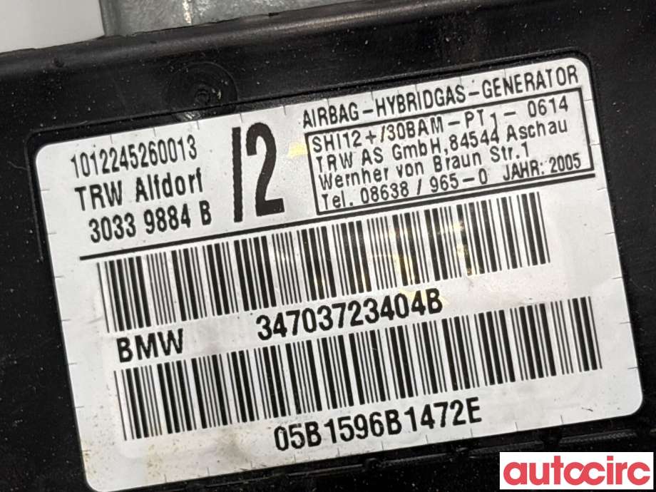 Airbag sidepute høyre til BMW X5 2000-2006 (E53) (E53) (BMW|72127037234|34703723404B)