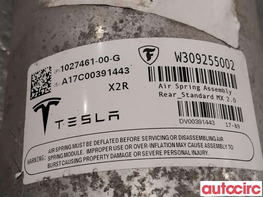 Fjær foran nivå luftpute/belg til Tesla Model X 2016-->>  (TESLA|1027461-00-G|)