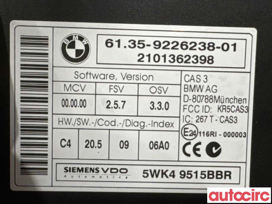 Styreenhet diverse til BMW 3-Serie 2005-2011 (E90/E91/E92/E93) (E90/E91/E92/E93) (BMW|61359395657|5WK49515BBR|61359226238)