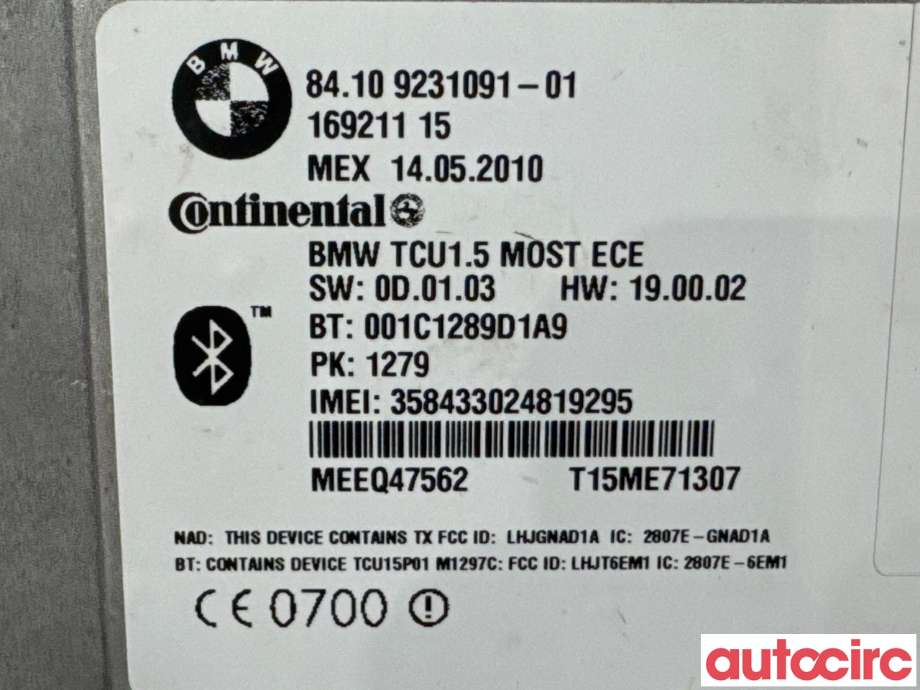 Styreenhet bluetooth til BMW 3-Serie 2005-2011 (E90/E91/E92/E93) (E90/E91/E92/E93) (BMW|84109231093|16921115|84109231091)