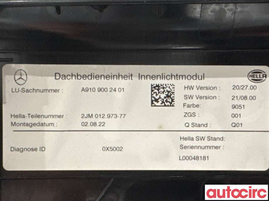 Taklyspanel til Mercedes Sprinter 2018-->> (907/910) (907/910) (MERCEDES|A9109002401|)