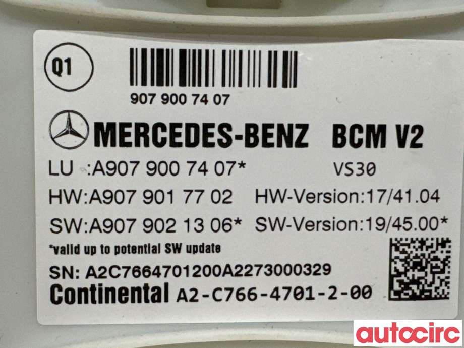 Styreenhet comfort (BCM) til Mercedes Sprinter 2018-->> (907/910) (907/910) (MERCEDES|A9079007407|A2-C766-4701-2-00|A9079007109)