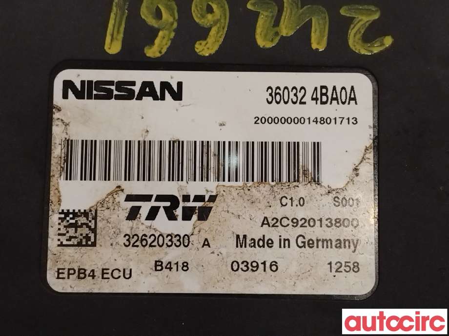 Styreenhet elektrisk parkbrems (EPB - Electric Parking Brake) til Nissan Qashqai 2014-2021 (Type II)  (NISSAN|360324BA0A)
