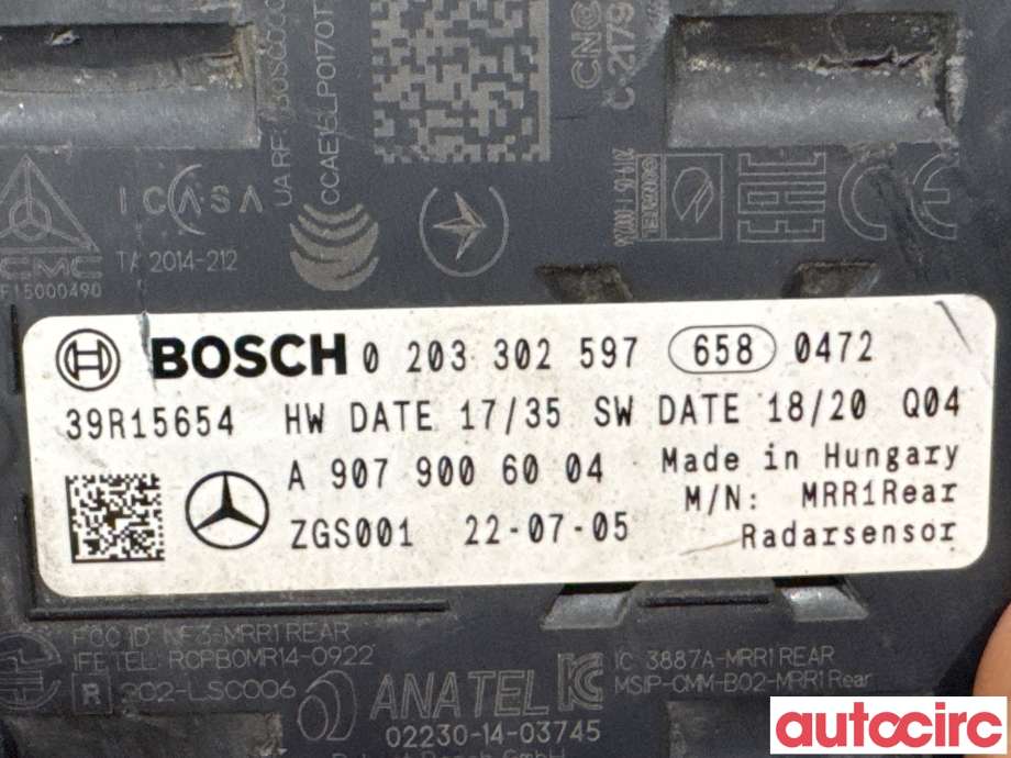Sensor radar til Mercedes Sprinter 2018-->> (907/910) (907/910) (MERCEDES|A9079006004|0203302597)